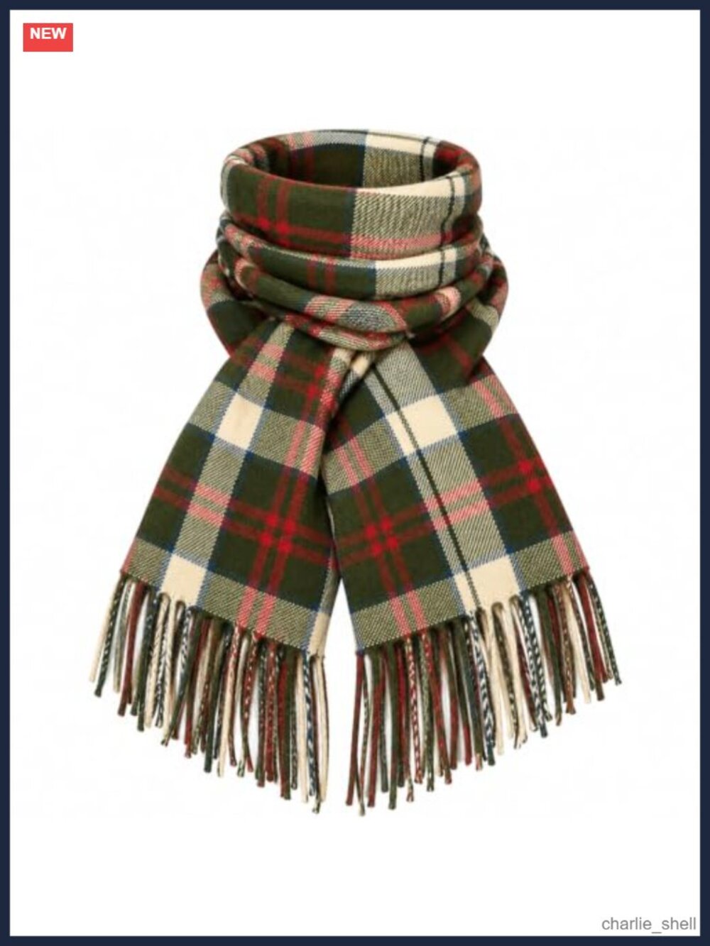 Oversized Plaid Winter Scarf Soft Warm Wrap with Tassels